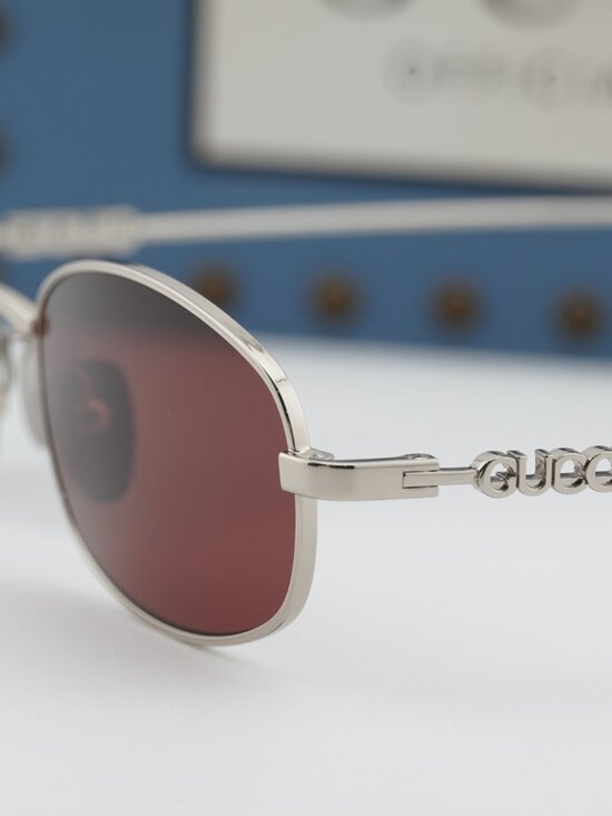 Gucci GG1940S 003 Rectangle Sunglasses - Silver / Red main image 8